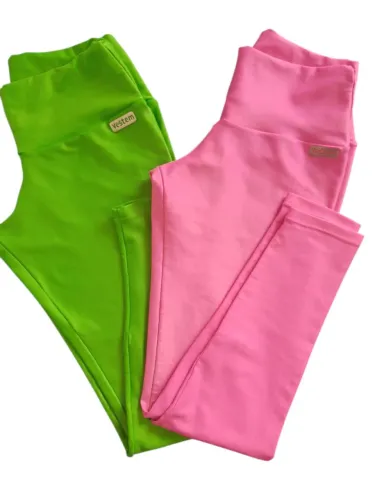 Kit com 2 calças leggin academia treino néon tam m vestem