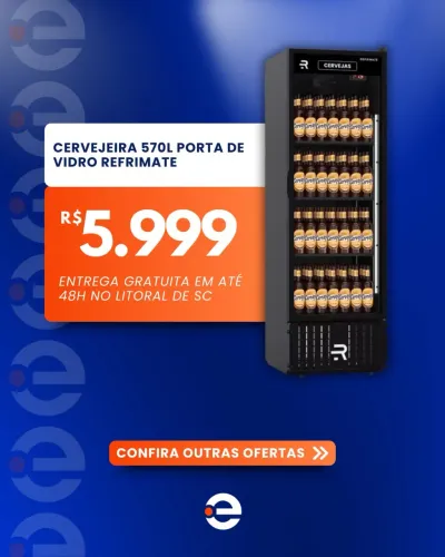 Cervejeira vertical 570L porta vidro aquecido nova 