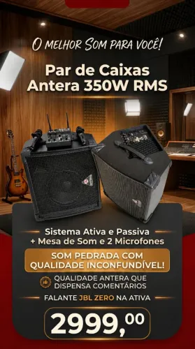 Par de caixas antera + mesa de som