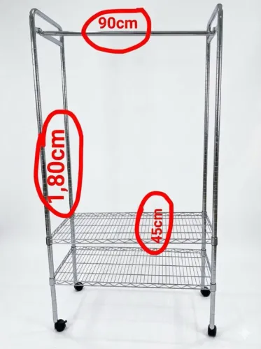 Arara de Roupas em Aço Cromado com Rodinhas - Estado de Nova! (90cm) - Desapego