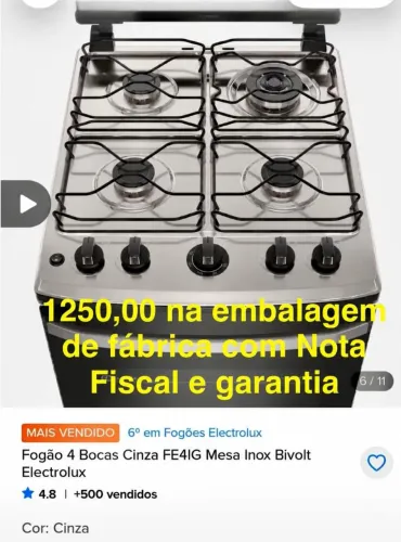 Vendo Fogão Electrolux na Caixa com Nota fiscal 