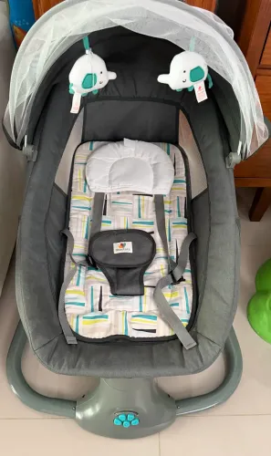 Cadeira de balanço para bebê Mastela Premium elétrica cinza/verde