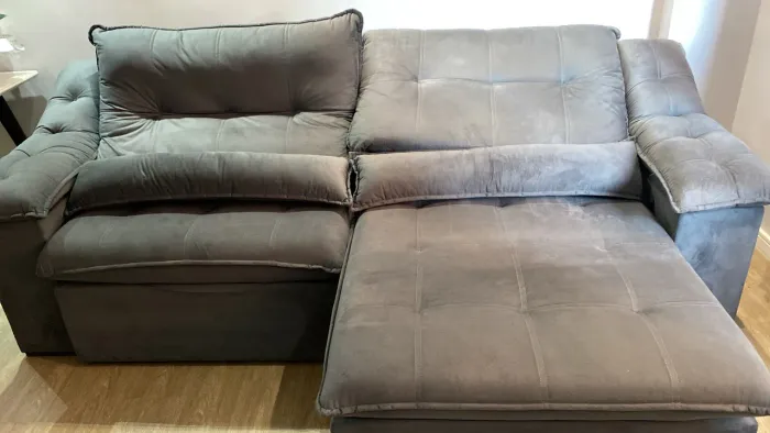 Sofa retratil reclinável suede aveludado