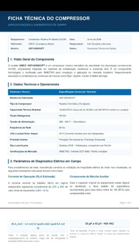GMCC ASF165N02UFT compressor rotativo 18.000 - 22.000btus  R410