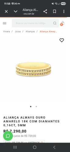 Aliança Always Ouro Amarelo 18k com Diamantes 0,16ct, 5mm