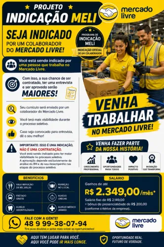 Vaga de emprego mercado livre