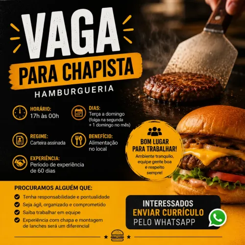 VAGA PARA CHAPISTA BAIRRO CASTELO