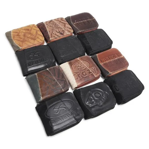 Kit com 12 Carteira Masculina Couro Fecho Zipper