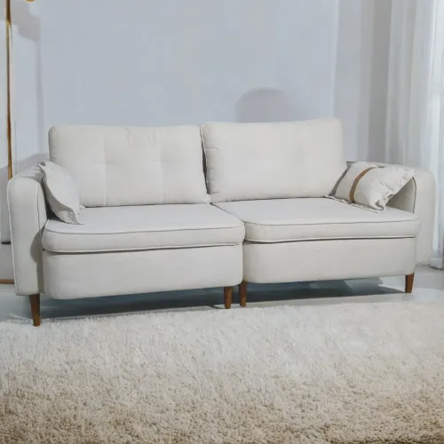 Sofá Living 2,00m Linho Bouclé Bege tt443