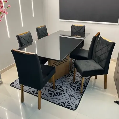 Mesa de Jantar 180m com 6 Cadeiras Malu tt54