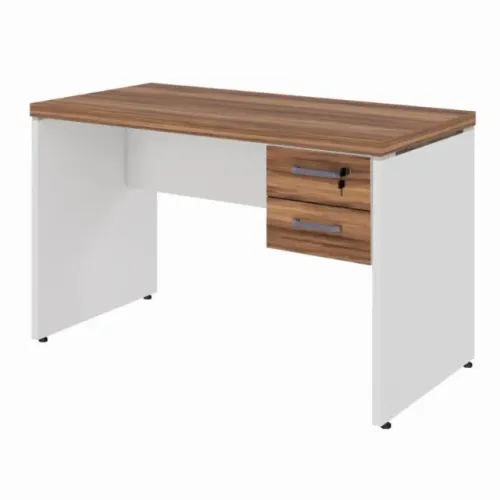 Mesa de Escritório 1,20×0,60m C/ Gaveta Nogal Sevilha/Branco Conforto e Estilo 34317