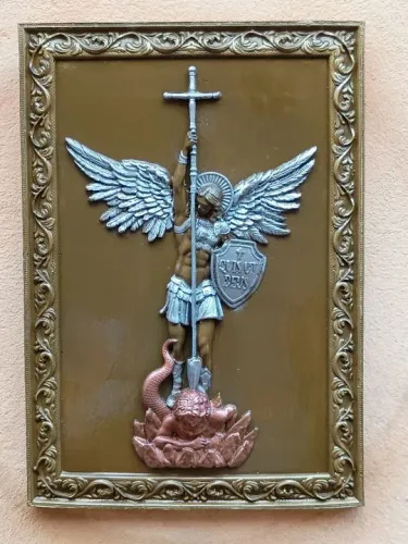 Quadro Decorativo Anjo São Miguel Arcanjo gesso 3d