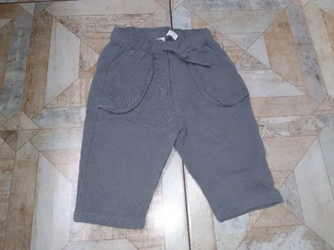 Calça Moletom Cinza Algodão Bebê Zara Larga Tm 12 Meses