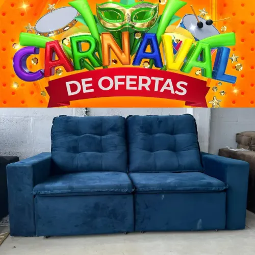 Sofá Retrátil Azul Novo