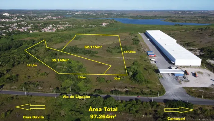 TERRENO A VENDA POLO INDUSTRIAL CAMAÇARI BAHIA - 97.264². Excelente localização em frente 