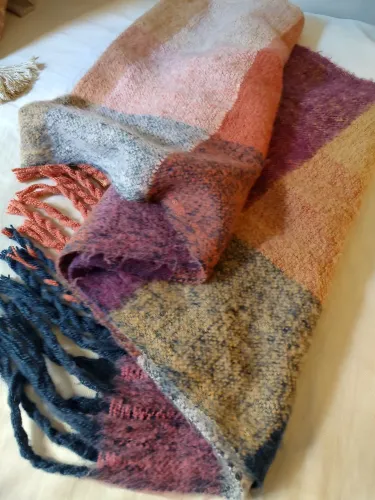 Cachecol/ Manta xadrez em tons terrosos