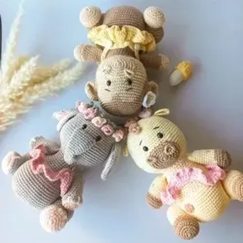 Amigurumi Tema Safári Versão Meninos e Meninas