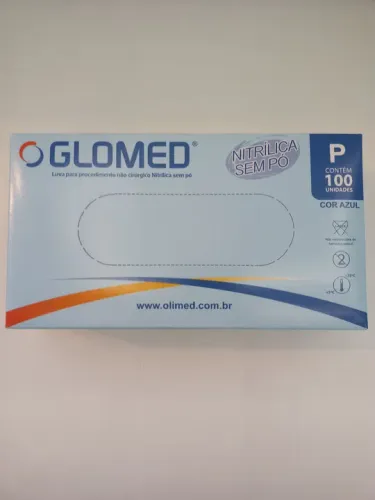 Luvas de Nitrilica Sem Pó - Glomed - 100 unidades