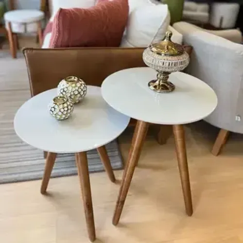 Promoção Conjunto de Mesa de apoio Valência com vidro laqueado