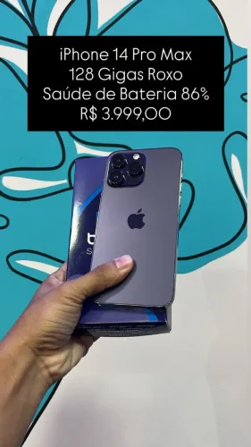 iPhone 14 Pro Max / 128GB ROXO / Saúde de Bateria: 86% / Original / $3.999,00