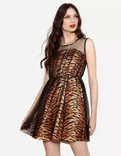 Vestido Tule Leopardo Festa Curto Luxo Lucy In The Sky (Tamanho P)