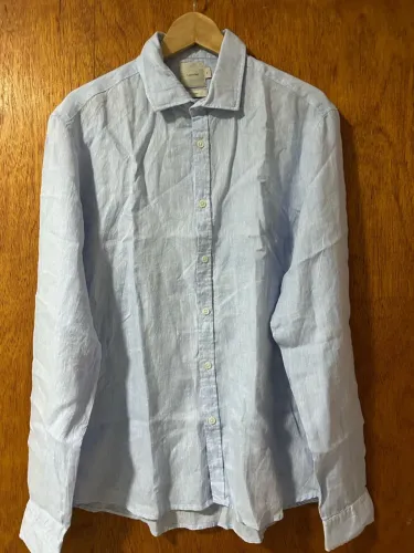 Camisa linho Calvin Klein Azul Claro (100% linho)