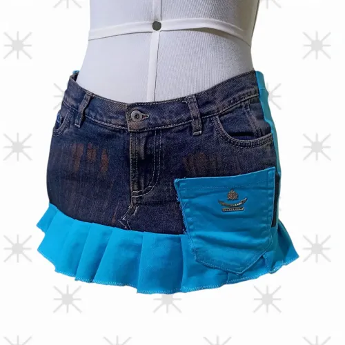 Mini Saia jeans upcycling Y2k anos 2000