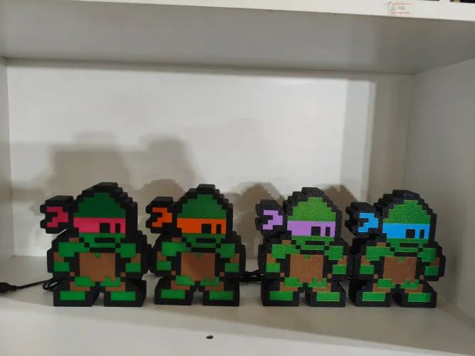 Luminária pixel art tartarugas ninjas