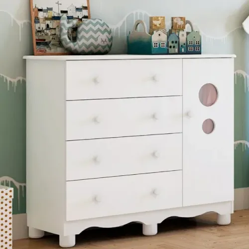 Comoda Bolinha 100% MDF - Peroba (Nova)