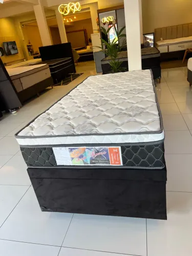 Cama de  Solteiro Novo Base Box Baú +Colchão Molas Pocket - ENTREGAMOS 