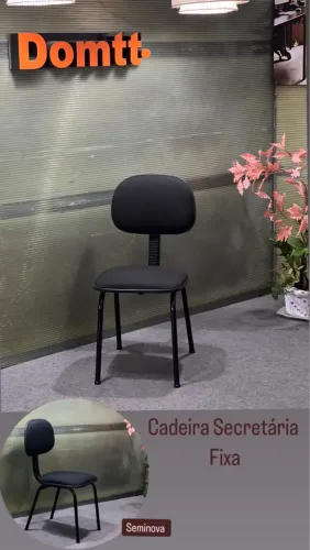 Cadeira Secretária Fixa Preta - Seminova Valor em até 6x sem juros