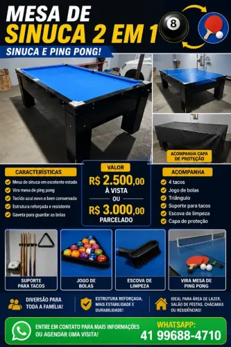 MESA DE SINUCA E PING PONG