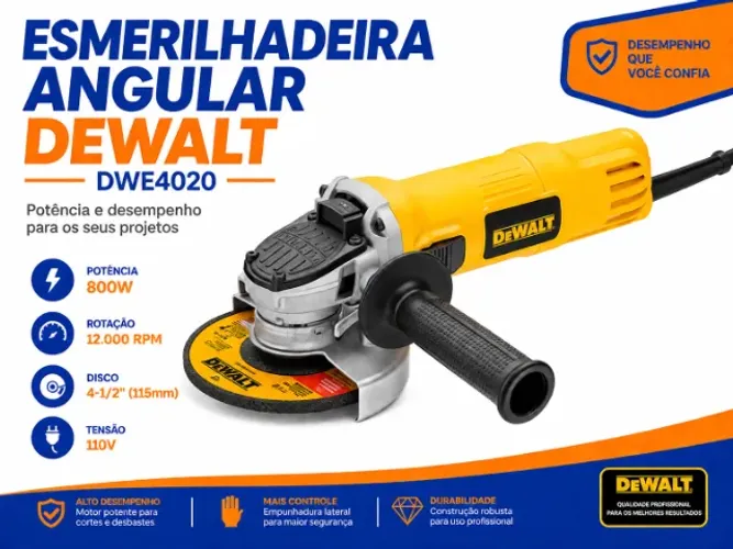 Esmerilhadeira Angular DeWalt DWE4020 4-1/2" (115 mm) - 800W 110V
