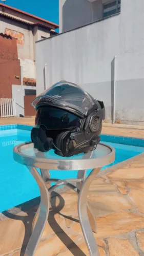 Capacete Ls2 Advantx Ff901 Carbon Preto ( fosco) Escamoteável Robocop