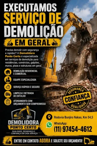 EXECUTAMOS SERVIÇOS DE DEMOLIÇÃO EM GERAL