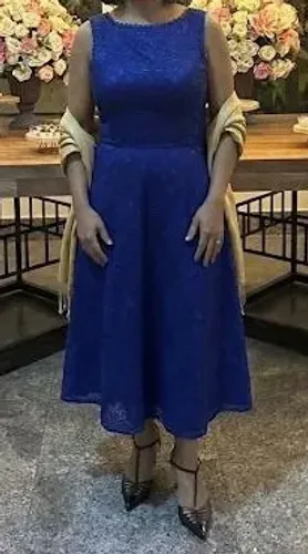 Vestido de festa tvz couture azul royal - renda - tamanho 38