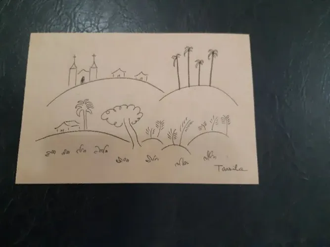 Tarsila desenho nanquim em cartão