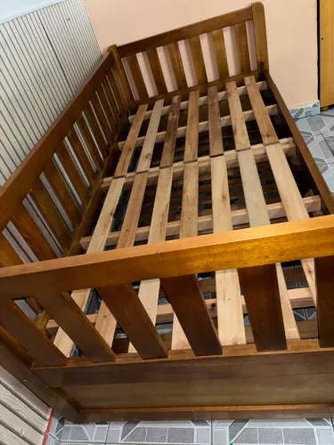 Cama de Solteiro com Cama Auxiliar - Madeira Maciça