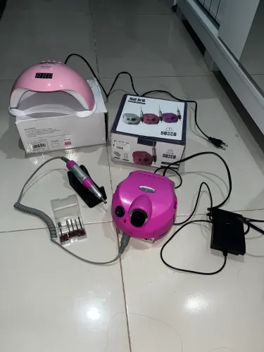 Kit Profissional Motor Nail drill 50.000RPM + Cabine Sun 