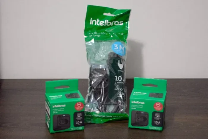 Extensão Elétrica 3 metros + Protetor DPS, Filtro de Linha Elétrica/Tomada Intelbras