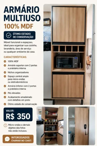 Armário multiuso 100% MDF - Amplo e em ótimo estado