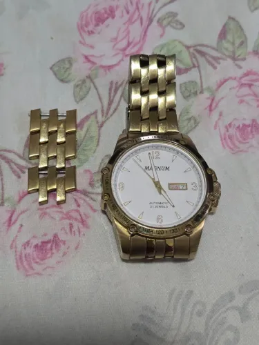 Relógio original Magnum mecânico dourado MA33853