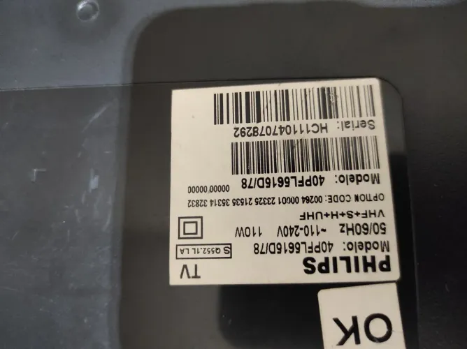 Placa 40PFL6615D/78 Philips <br><br>40PFL6615D/78<br><br>50/60Hz<br><br>~110-240V<br><br>11