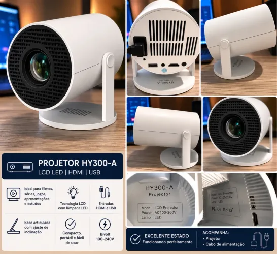 Projetor HY300-A LCD LED | HDMI | USB | Excelente Estado