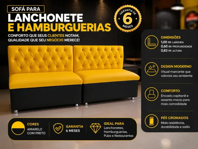 SOFÁ PARA LANCHONETE/HAMBÚRGUERIA, AÇAITERIA 