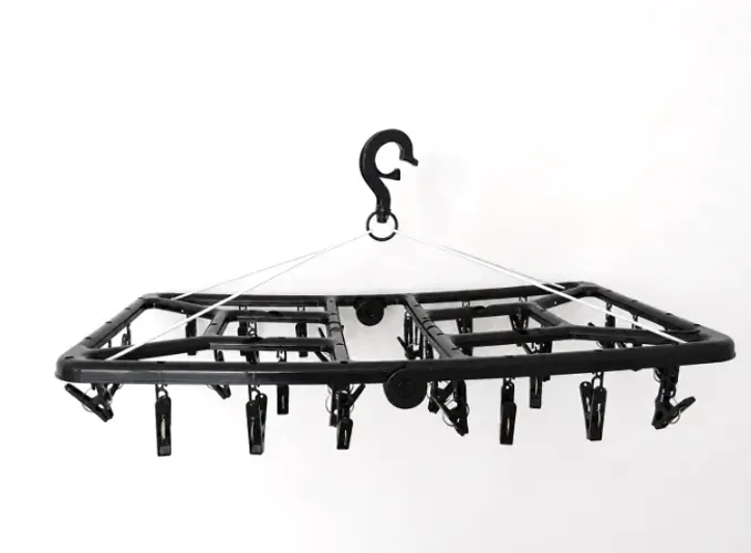 Mini-varal Retangular Dobrável 32 Prendedores - Mor (Preto)