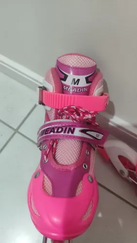 Patins Infantil Ajustável Meadin Rosa (Tamanho M) - Novo
