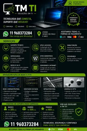 Inteligência artificial | Redes | Câmeras | Montagem de Rack | Infraestrutura