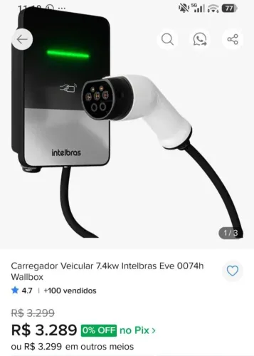 Carregador veicular Intelbras.