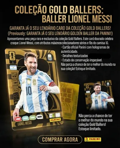 Card Raro Lionel Messi - Coleção Gold Ballers Panini | Original e Perfeito Estado